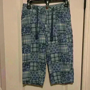 Limited Too Vintage Patchwork Flora Plaid Capri Pants Girls size 16 Y2K